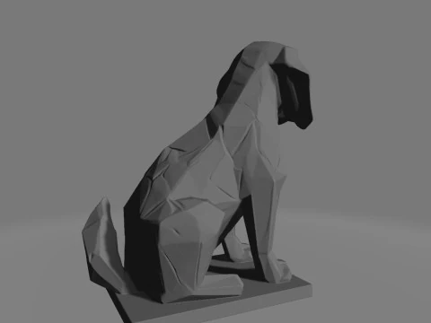 Low-Poly Beagle Dog Statue 3D Print Model