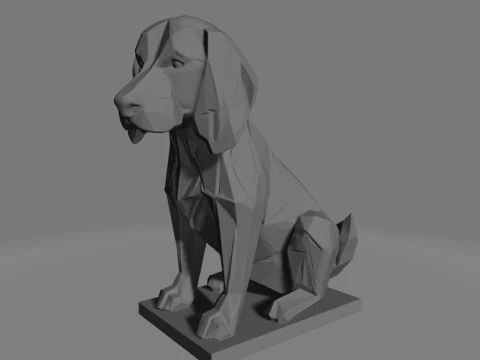 Low-Poly Beagle Dog Statue 3D Print Model