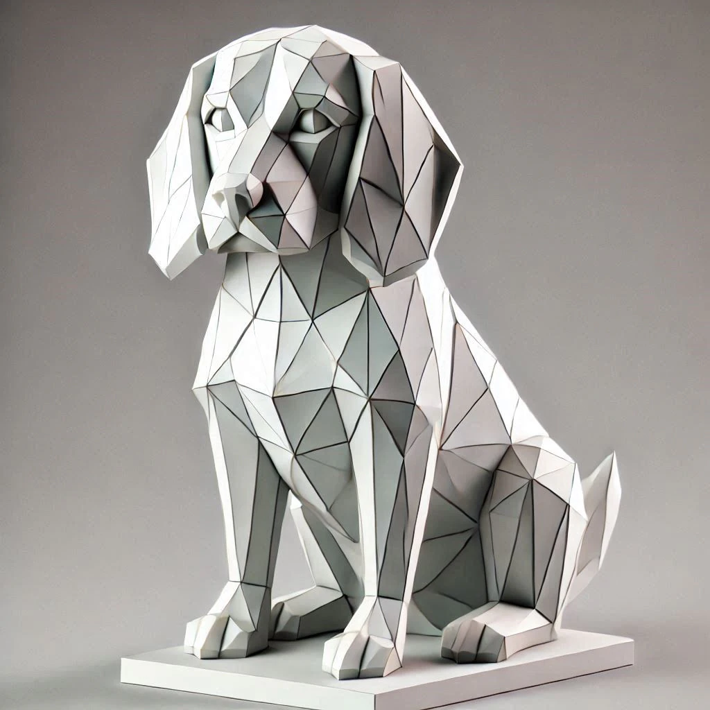 Low-Poly Beagle Dog Statue 3D Print Model .c4d .max .obj .3ds .fbx .stl .blend 