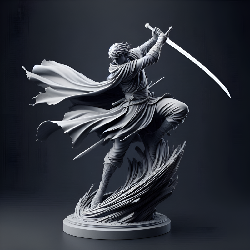 Dynamic Sword Warrior Sculpture 3D प्रिंट मॉडल .c4d .max .obj .3ds .fbx .stl .blend