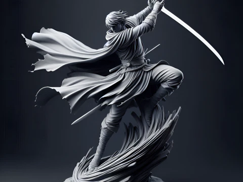 Динамічна скульптура воїна-меча 3D Принт Модель