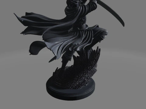 Dynamic Sword Warrior Sculpture 3D Print Model