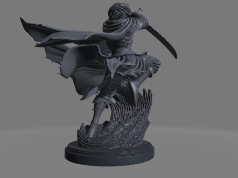 Dynamic Sword Warrior Sculpture 3D Print Model