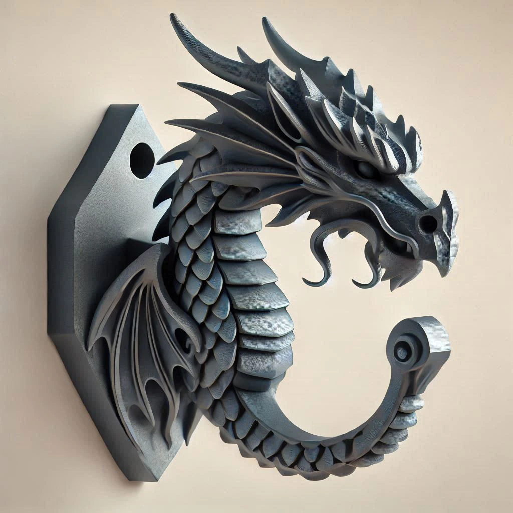 Dragon Head Wall Mount 3D Print Model .c4d .max .obj .3ds .fbx .stl .blend