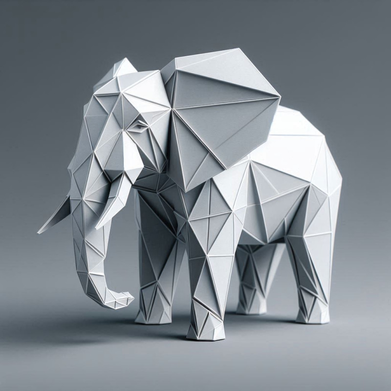 Origami Elephant 3D-printmodel .c4d .max .obj .3ds .fbx .stl .blend 