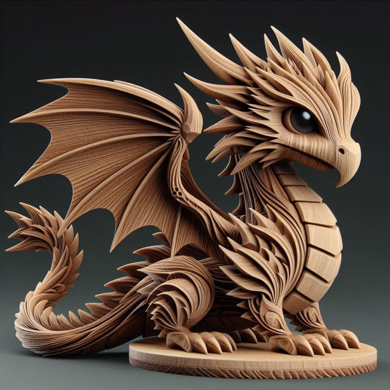 Wooden Dragon before begin shout fire fantasy Modello di stampa 3D .c4d .max .obj .3ds .fbx .stl .blend