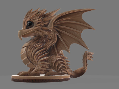 Wooden Dragon before begin shout fire fantasy Modello di stampa 3D
