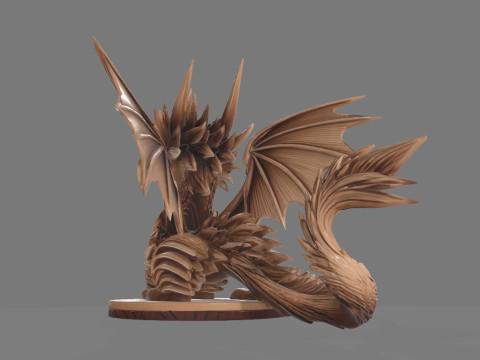 Wooden Dragon before begin shout fire fantasy Modello di stampa 3D