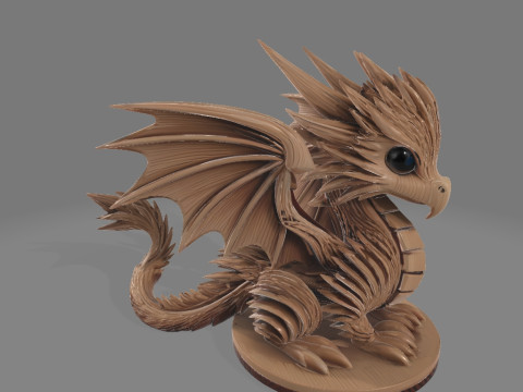 Wooden Dragon before begin shout fire fantasy Modello di stampa 3D