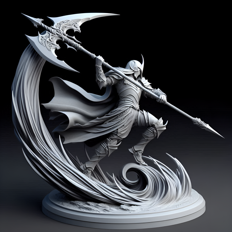 Halberdier Warrior in Mid-Swing 3D-Druckmodell .c4d .max .obj .3ds .fbx .stl .blend