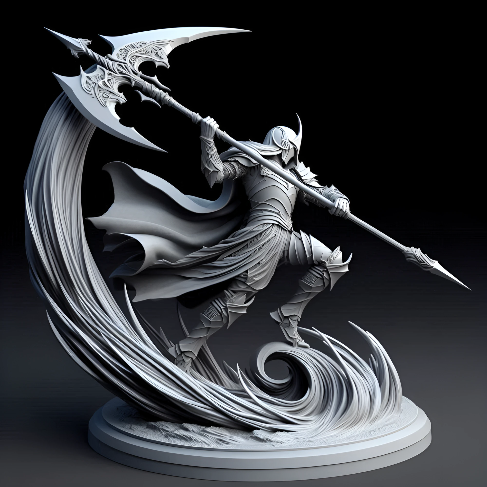 Halberdier Warrior in Mid-Swing 3D Print Model .c4d .max .obj .3ds .fbx .stl .blend 