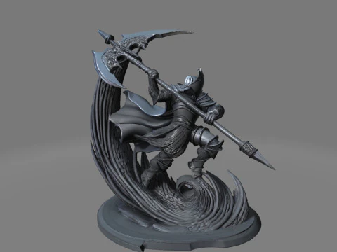 Halberdier Warrior in Mid-Swing 3D Print Model