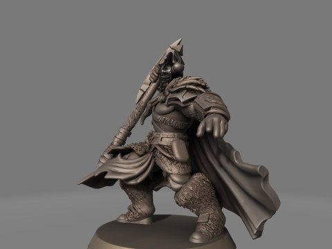 Faceless Axe Warrior in Battle Swing Modèles 3D en vedette