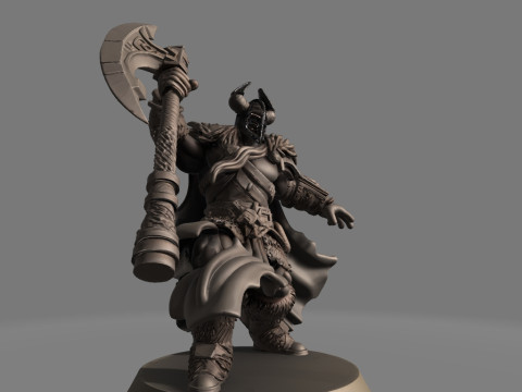 Faceless Axe Warrior in Battle Swing Modèles 3D en vedette