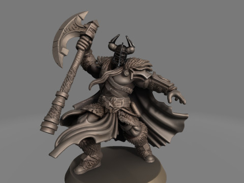Faceless Axe Warrior in Battle Swing Modèles 3D en vedette