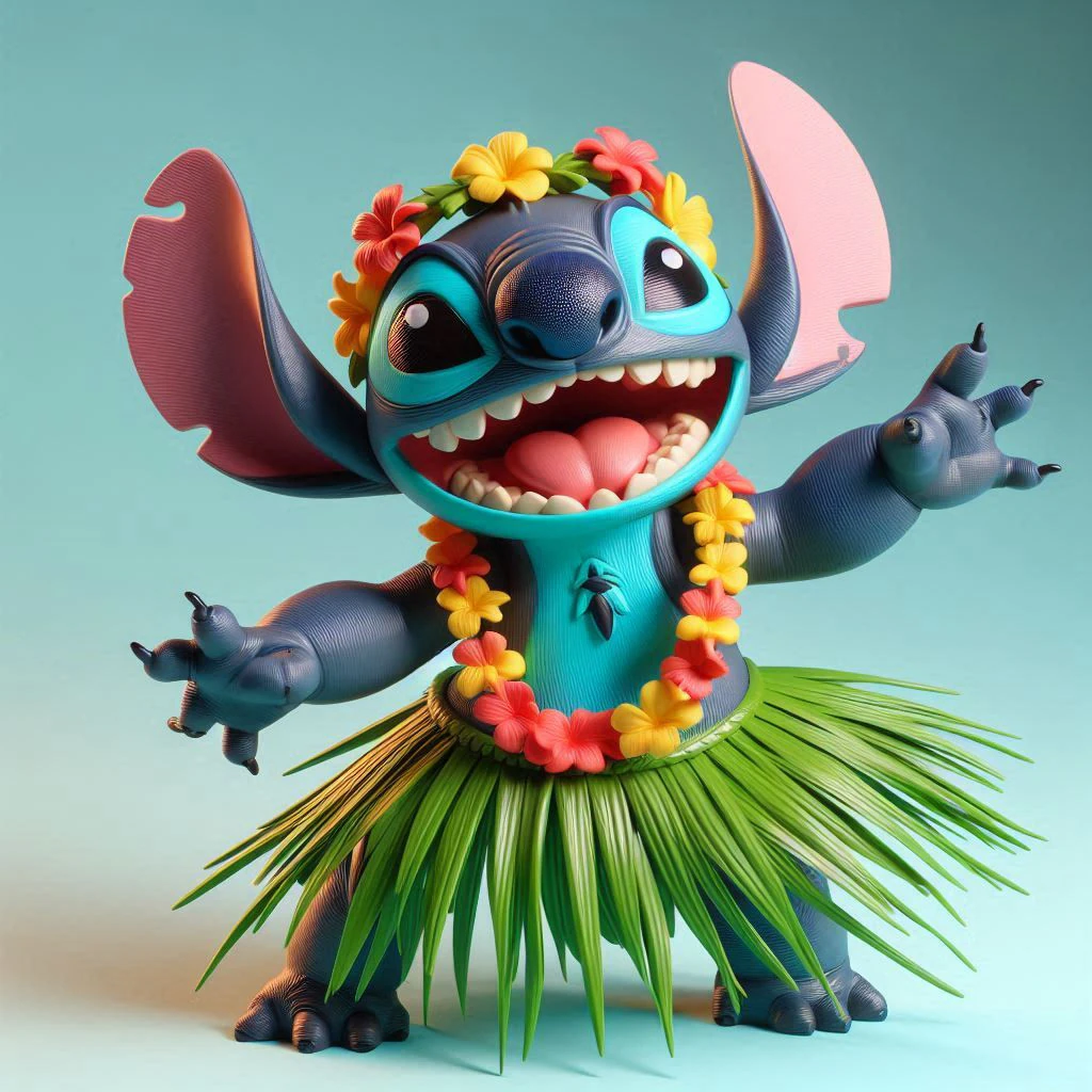 Hawaii Stitch Hula dancer 3D Print Model .c4d .max .obj .3ds .fbx .stl .blend