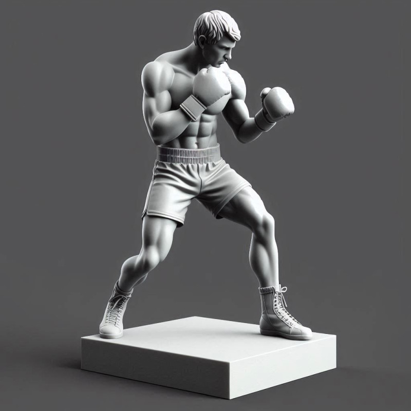 Boxer in Fighting Stance 3D Print Model .c4d .max .obj .3ds .fbx .stl .blend