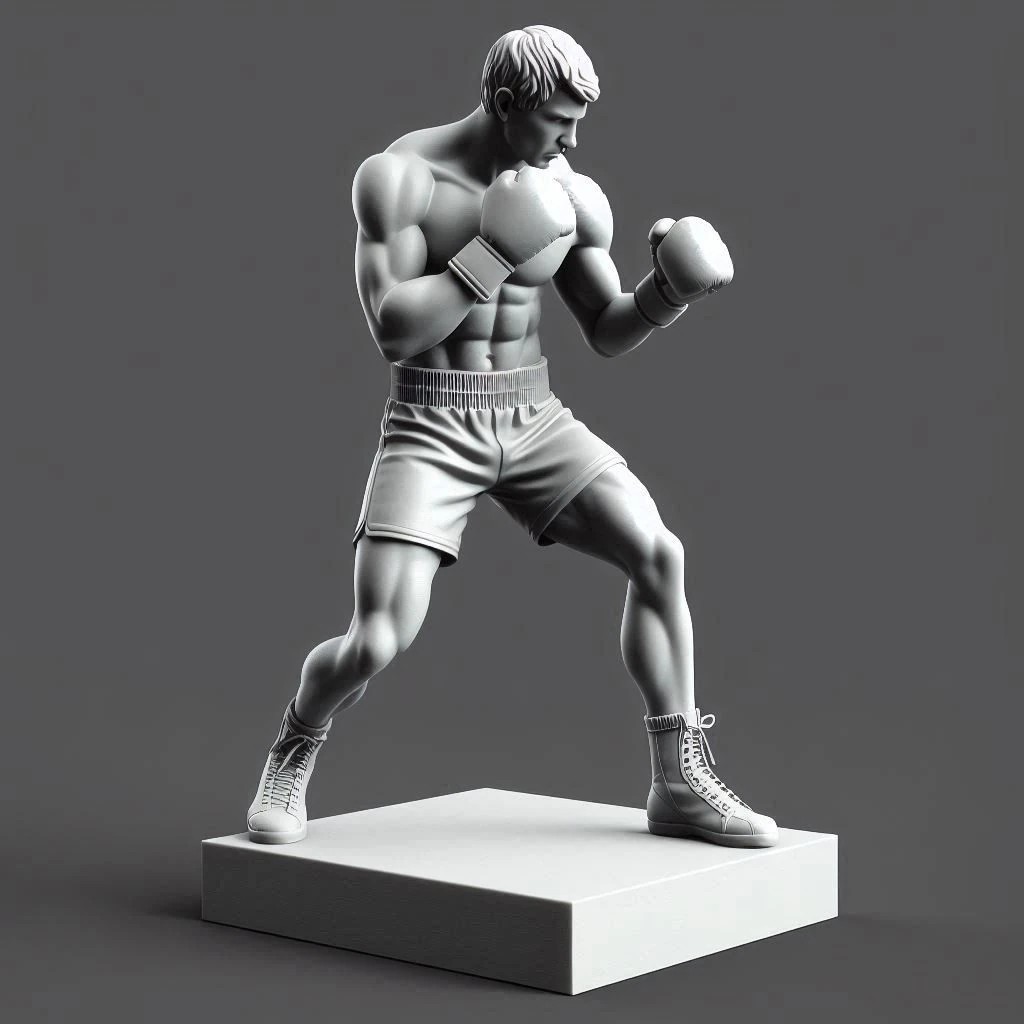 Boxer in Fighting Stance 3D Print Model .c4d .max .obj .3ds .fbx .stl .blend 
