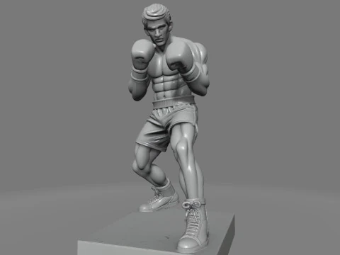 Boxer in Fighting Stance 3D Print Model