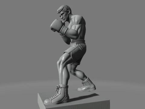 Boxer in Fighting Stance 3D Print Model