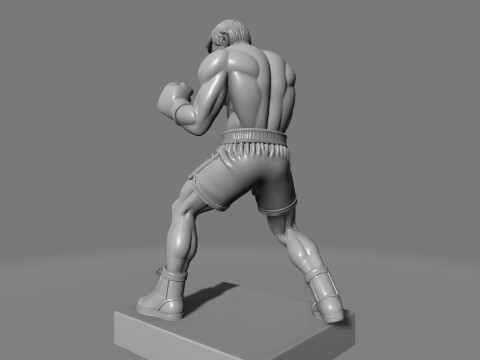Boxer in Fighting Stance 3D Print Model