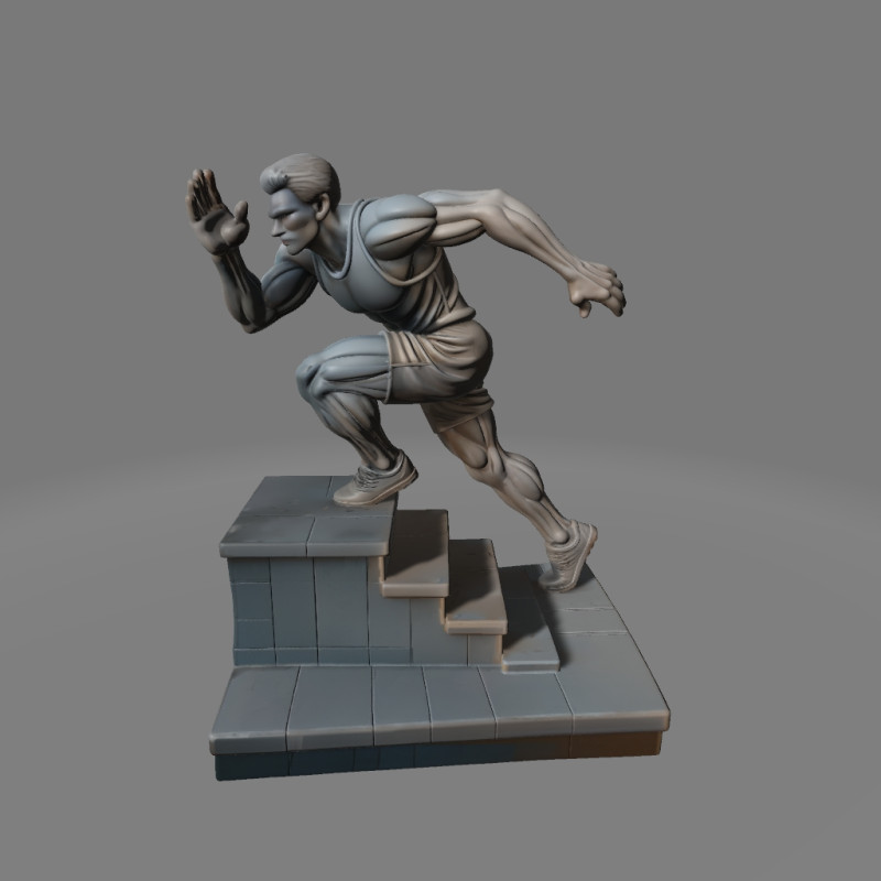 Runner on Stairs Dynamic Sprint Pose 3D 打印模型 .c4d .max .obj .3ds .fbx .stl .blend
