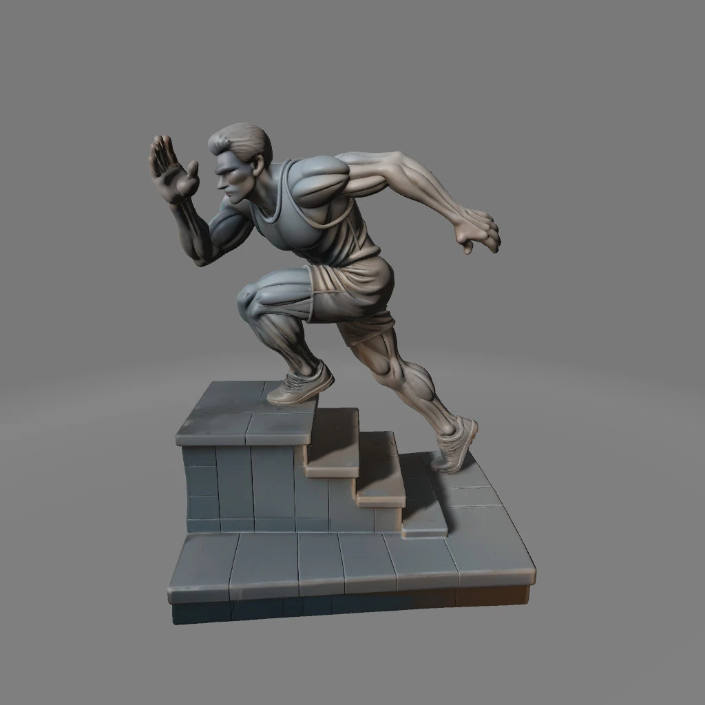 Runner on Stairs Dynamic Sprint Pose 3D Print Model .c4d .max .obj .3ds .fbx .stl .blend