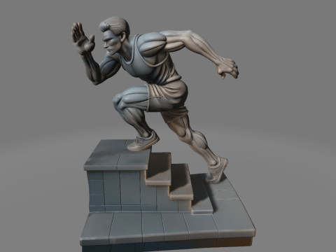 Runner on Stairs Dynamic Sprint Pose 3D Print Model