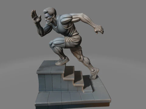 Merdivenlerde Koşucu Dinamik Sprint Pozu 3D Baskı Modeli