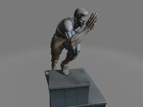Runner on Stairs Dynamic Sprint Pose 3D Print Model