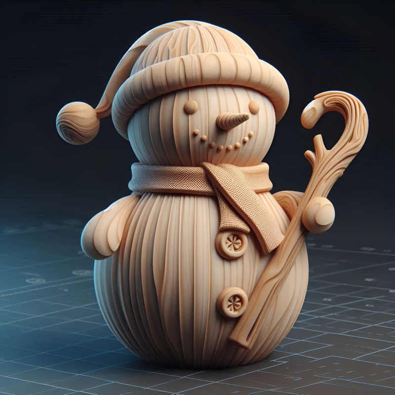 Stylized Wooden Snowman 3D-printmodel .c4d .max .obj .3ds .fbx .stl .blend 
