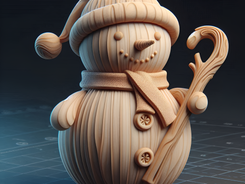 Stylized Wooden Snowman 3D Print Model