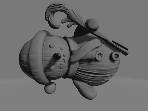 Stylized Wooden Snowman 3D Print Model