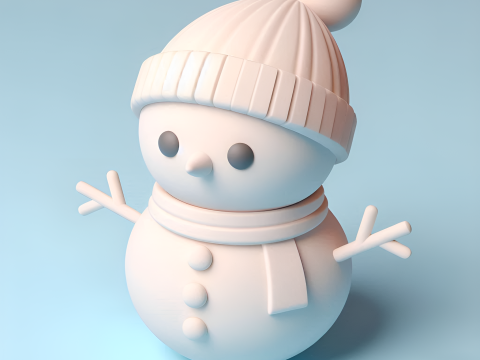 Minimalist White Snowman 3D Print Model