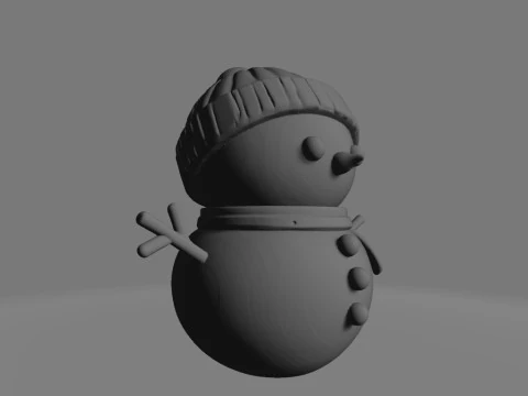 Minimalist White Snowman 3D Print Model
