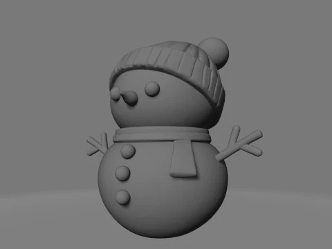 Minimalist White Snowman 3D Print Model