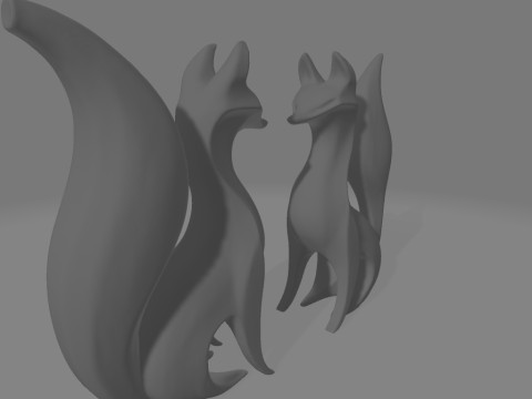 Minimalist Black White Fox Pair Sculpture 3D प्रिंट मॉडल