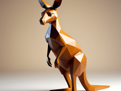 Low-Poly Kangaroo 3D Print Model