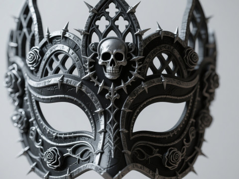 Gothic Carnival-Style 3D Mask for Display 3D Print Model