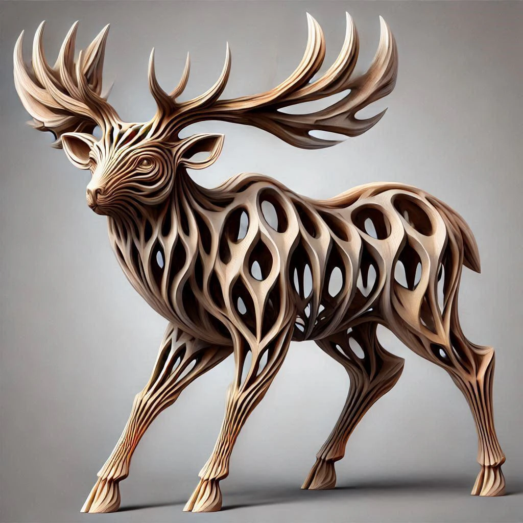 Hollow Deer Sculpture 3D Print Model .c4d .max .obj .3ds .fbx .stl .blend 