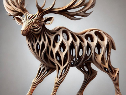 Hollow Deer Sculpture 3D Print Model