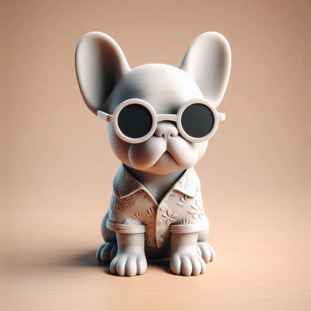 French Bulldog Puppy in Sunglasses on vocation 3D Print Model .c4d .max .obj .3ds .fbx .stl .blend 