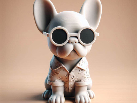 French Bulldog Puppy in Sunglasses on vocation Modelo de Impressão 3D