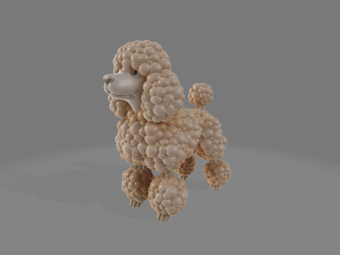 Cauliflower Textured Poodle 3D Baskı Modeli