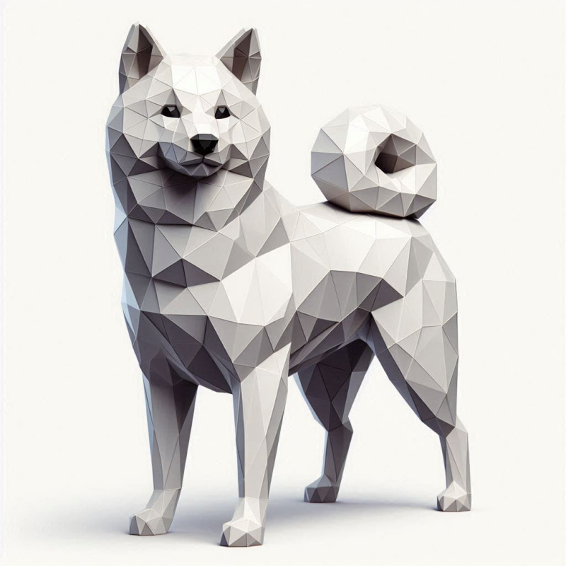 Polygonal Shiba Inu Dog Modello di stampa 3D .c4d .max .obj .3ds .fbx .stl .blend