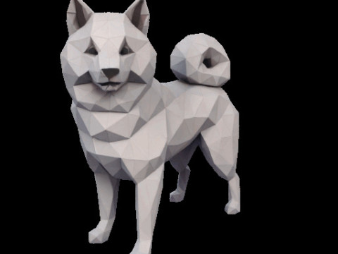 Polygonal Shiba Inu Dog Modello di stampa 3D