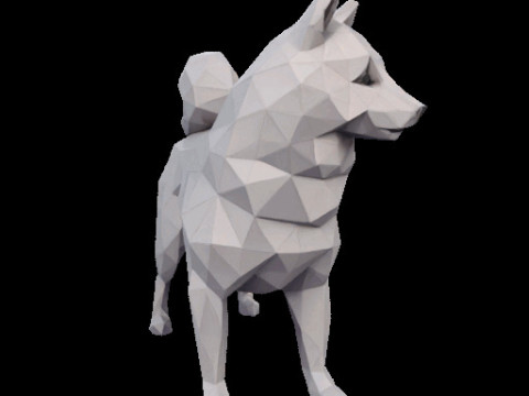 Polygonal Shiba Inu Dog Modello di stampa 3D