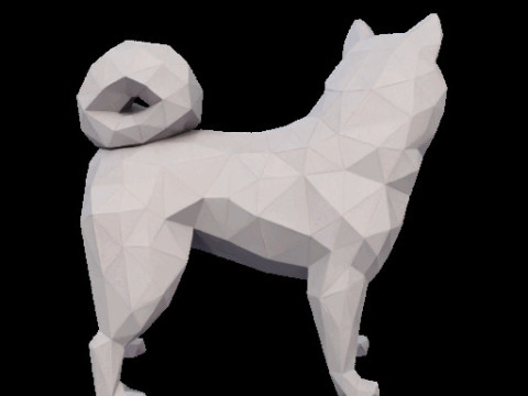 Polygonal Shiba Inu Dog Modello di stampa 3D