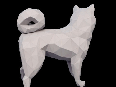 Polygonal Shiba Inu Dog Modello di stampa 3D
