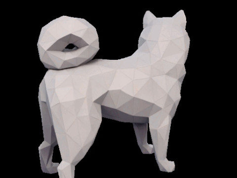 Polygonal Shiba Inu Dog Modello di stampa 3D
